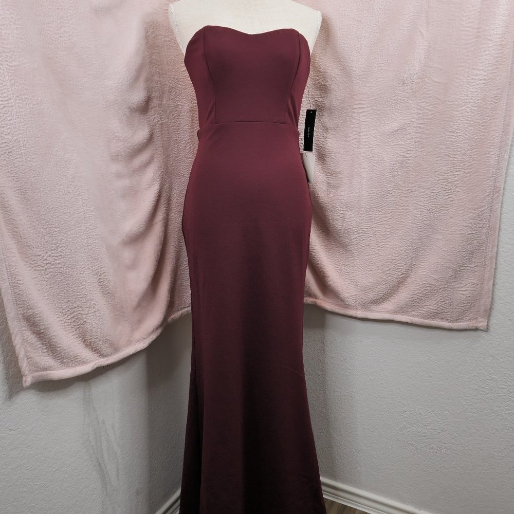 Lulus Stand in the Spotlight Burgundy Strapless Maxi Dress